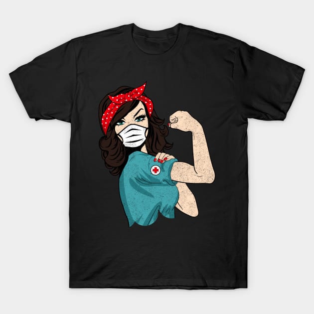 Retro Nurse with Mask T-Shirt by Tingsy